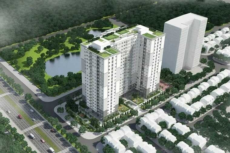 Phối cảnh nhà ở xã hội CT3 thuộc dự án Thăng Long Green City của Viglacera. Nguồn ảnh: Internet