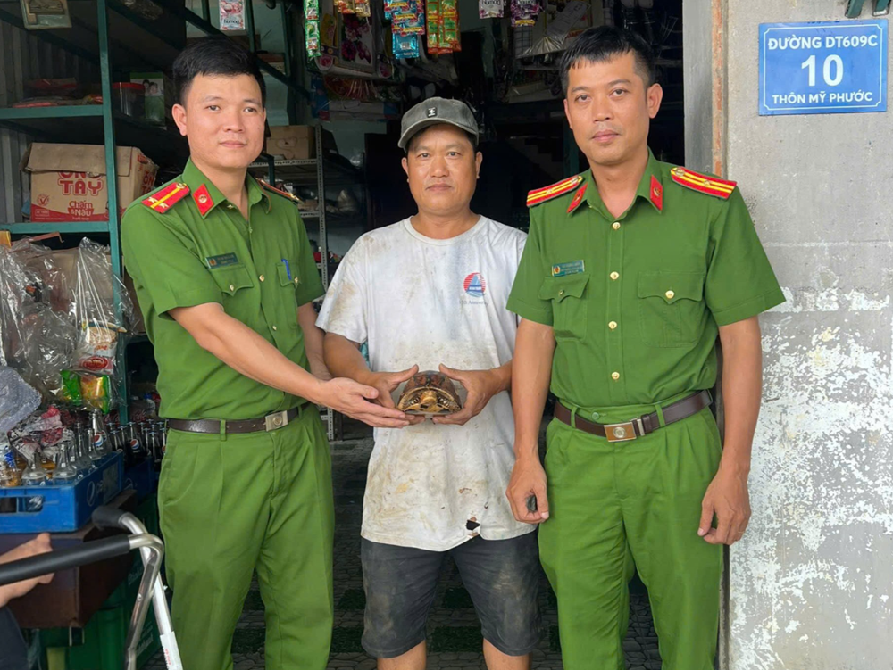 Gặp cá thể rùa lạ sau vườn nhà, người đàn ông lập tức báo công an - ảnh 1