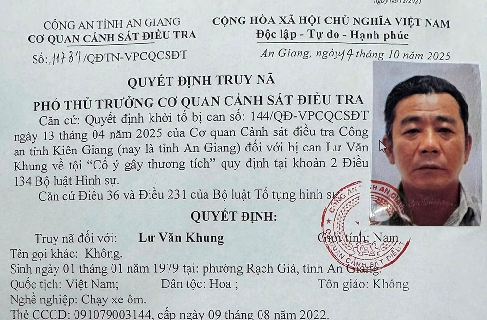 Công an phát lệnh truy nã Lư Văn Khung sinh năm 1979 - ảnh 1