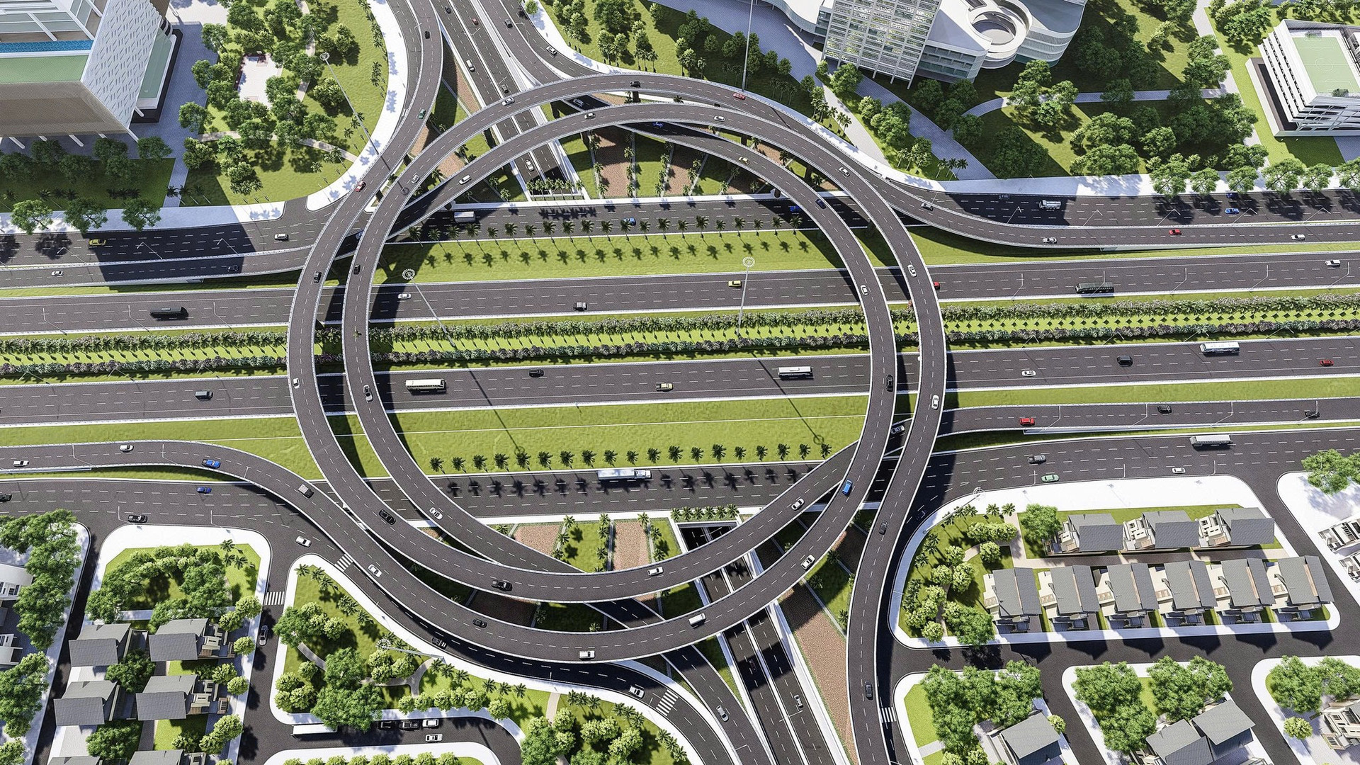 Nút giao 2.400 tỷ kết nối đường vành đai với đại lộ dài và đẹp nhất Việt Nam: Không khí thi công được đẩy mạnh, dự kiến hoàn thành trước hạn- Ảnh 1. Nút giao 2.400 tỷ kết nối đường vành đai với đại lộ dài và đẹp nhất Việt Nam: Không khí thi công được đẩy mạnh, dự kiến hoàn thành trước hạn- Ảnh 1.