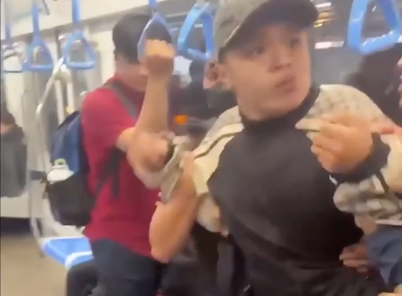 Một trong các đối tượng có hành vi tấn công bảo vệ trên tàu metro TPHCM. Ảnh chụp màn hình anh-man-hinh-2025-10-27-luc-083205.png