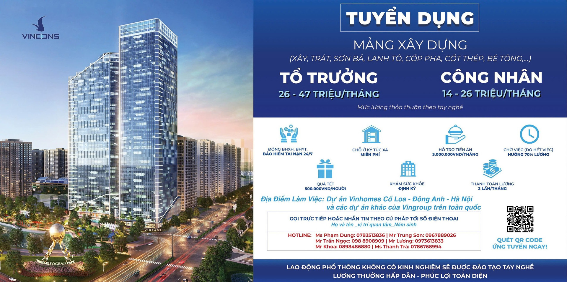 Thông tin tuyển dụng từ CTCP Phát triển và Đầu tư Xây dựng Vincons