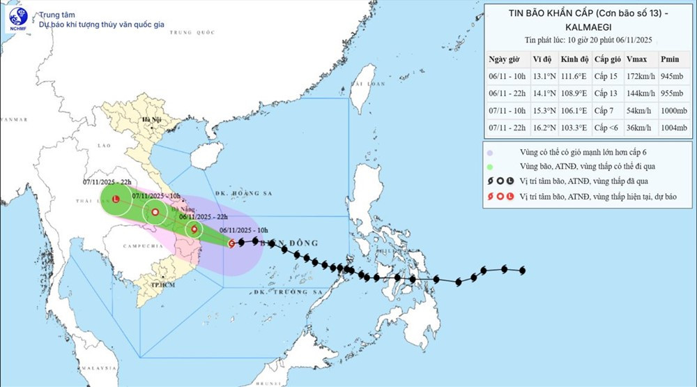 Bão số 13 tăng cấp, đêm nay 6/11 ảnh hưởng trực tiếp đến Nam Trung Bộ - ảnh 1
