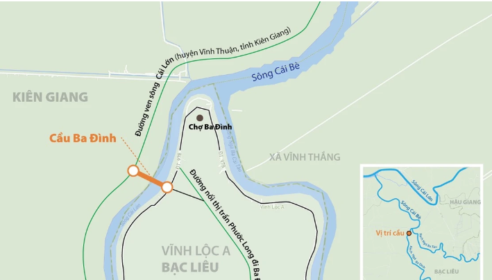 Sắp xây dựng cầu vượt quy mô nối đôi bờ sông Cái Lớn, kết nối 2 tỉnh Đồng bằng sông Cửu Long- Ảnh 1. Sắp xây dựng cầu vượt quy mô nối đôi bờ sông Cái Lớn, kết nối 2 tỉnh Đồng bằng sông Cửu Long- Ảnh 1.