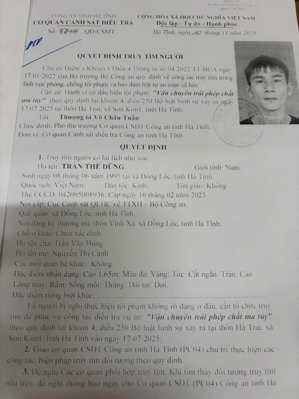 Truy tìm Nguyễn Thế Dũng cao 1m65 - ảnh 1