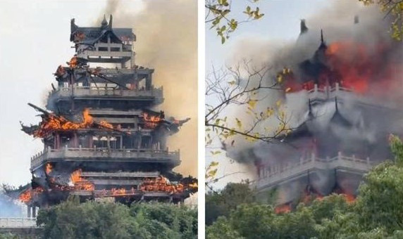 Cháy lớn thiêu rụi ngôi chùa cổ hơn 1.500 năm tuổi, chỉ còn trơ khung gỗ - ảnh 1