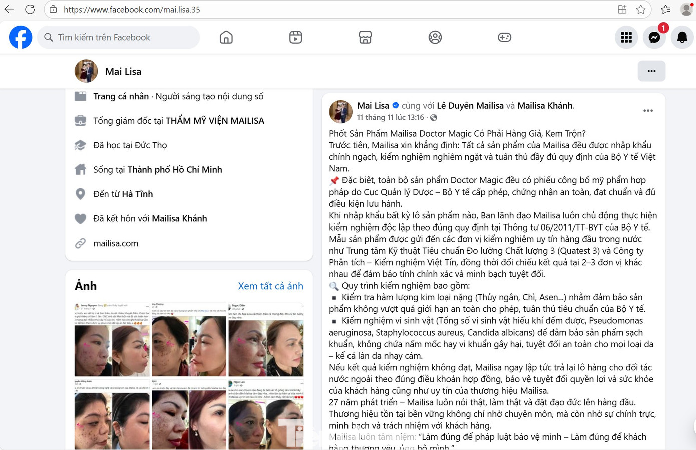 Bà Phan Thị Mai - chủ hệ thống Mailisa - lên tiếng trên trang cá nhân khi bị tp-mls10.png