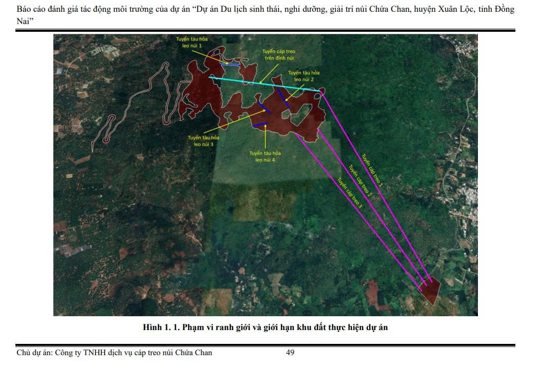 Phạm vi thực hiện dự án. Nguồn ảnh: Báo cáo tác động môi trường