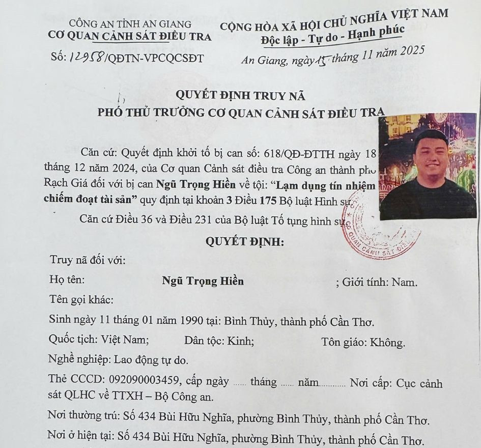 Truy nã Ngũ Trọng Hiền sinh năm 1990 - ảnh 2