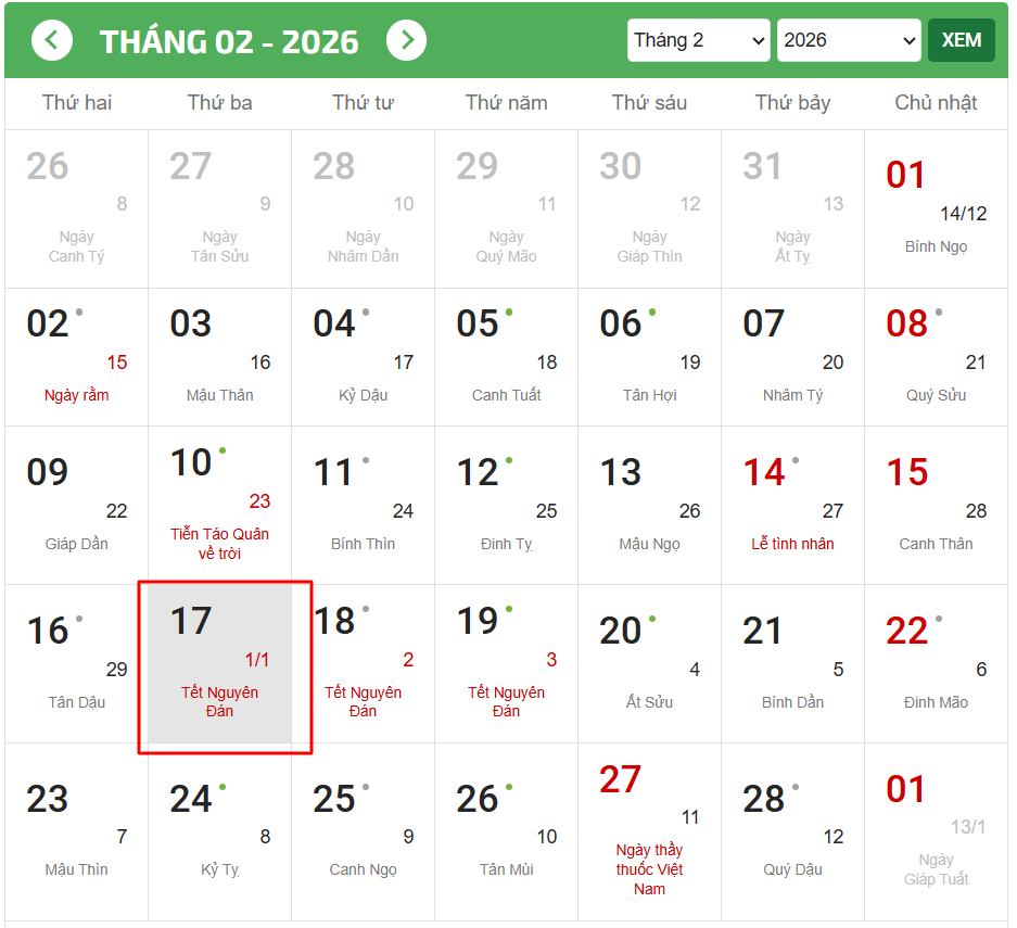 Bao nhiêu ngày nữa là Tết Nguyên đán Bính Ngọ 2026? - ảnh 1