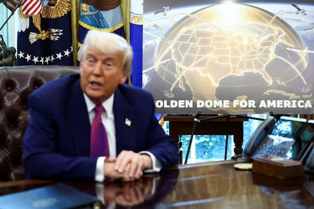 Tổng thống Mỹ Donald Trump đưa ra thông báo về hệ thống phòng thủ tên lửa Golden Dome tại Phòng Bầu dục của Nhà Trắng. Ảnh: Reuters c5b52b54-e946-4baf-b34b-78f7b3b066f2.jpg