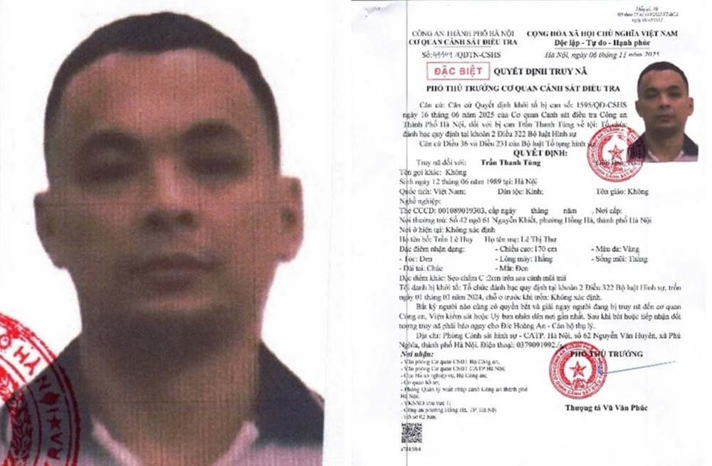 Truy nã đặc biệt ‘trùm cá độ’ Trần Thanh Tùng