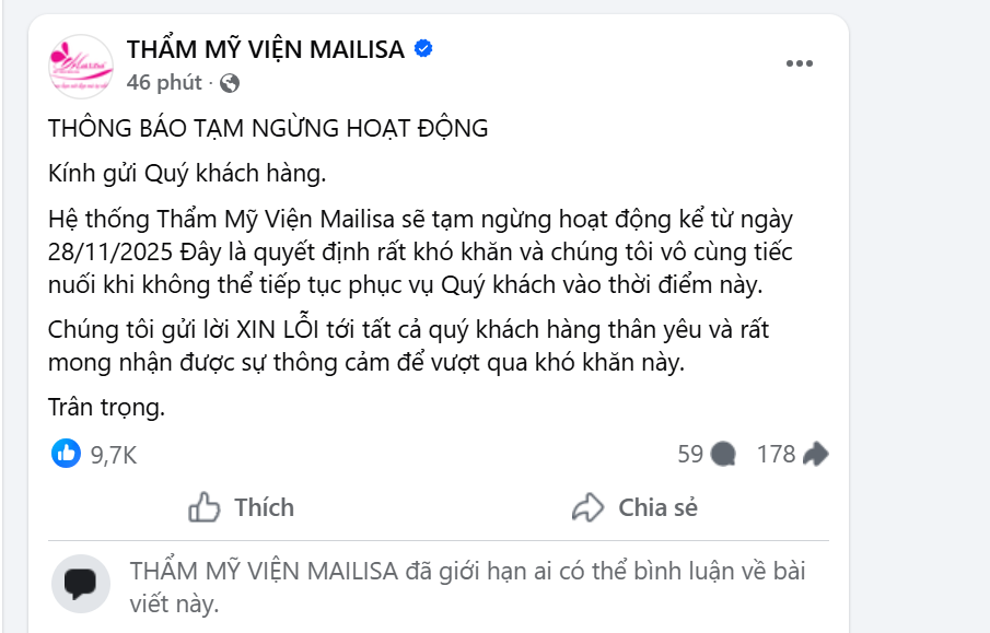 Mailisa chính thức thông báo ngừng hoạt động - ảnh 1