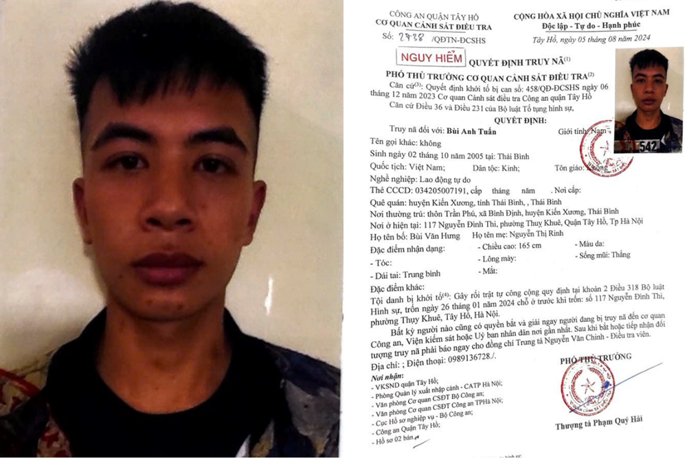 Truy nã Bùi Anh Tuấn sinh năm 2005 - ảnh 1