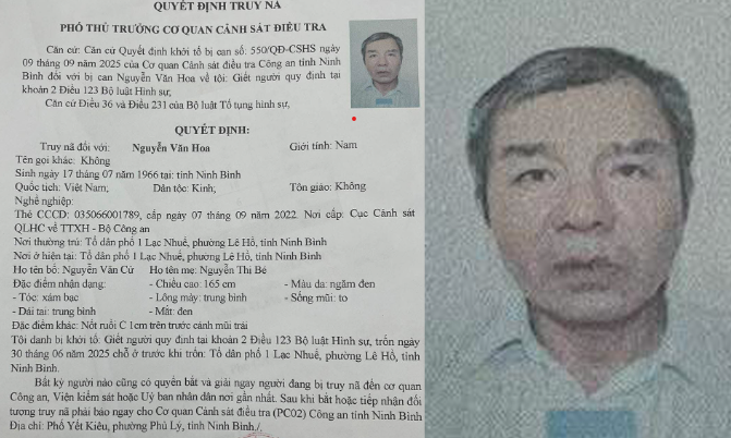 Truy nã đối tượng Nguyễn Văn Hoa về tội 'Giết người' - ảnh 1