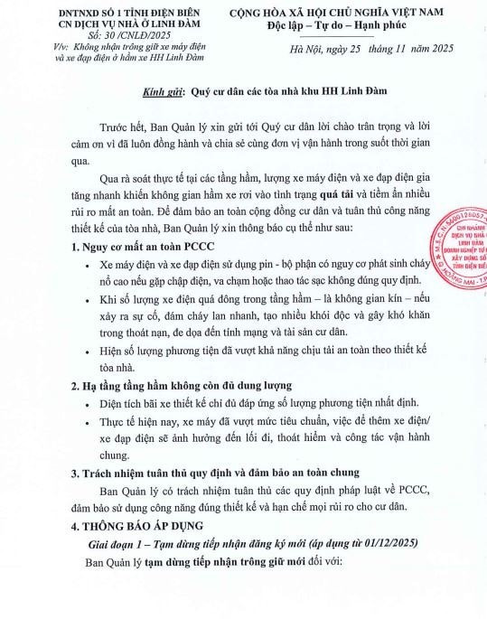 Văn bản của Ban Quản lý chung cư HH Linh Đàm. Văn bản của Ban Quản lý chung cư HH Linh Đàm.