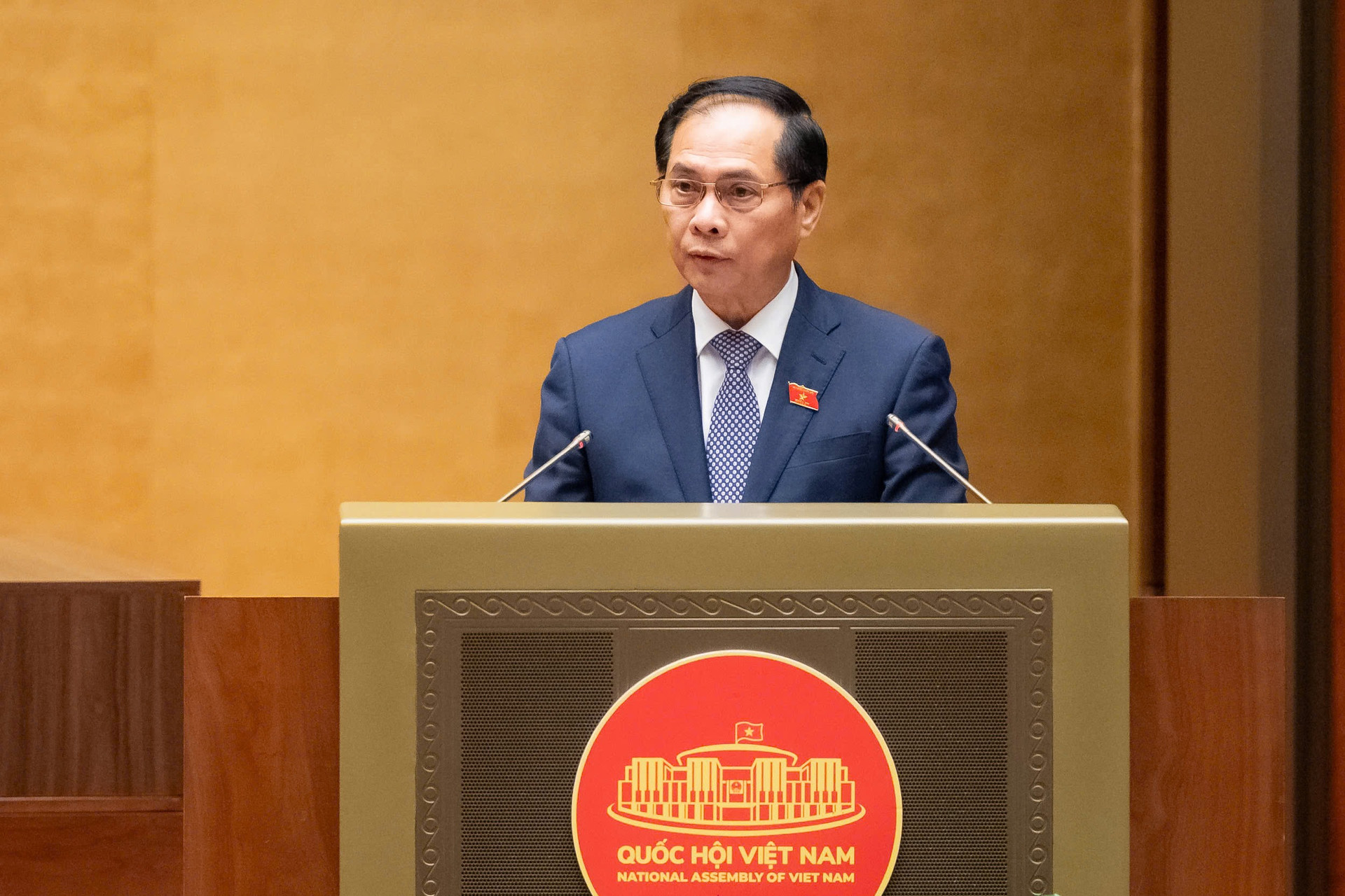 Phó Thủ tướng Chính phủ Bùi Thanh Sơn trình bày Tờ trình. Nguồn ảnh: Quochoi.vn Phó Thủ tướng Chính phủ Bùi Thanh Sơn trình bày Tờ trình. Nguồn ảnh: Quochoi.vn