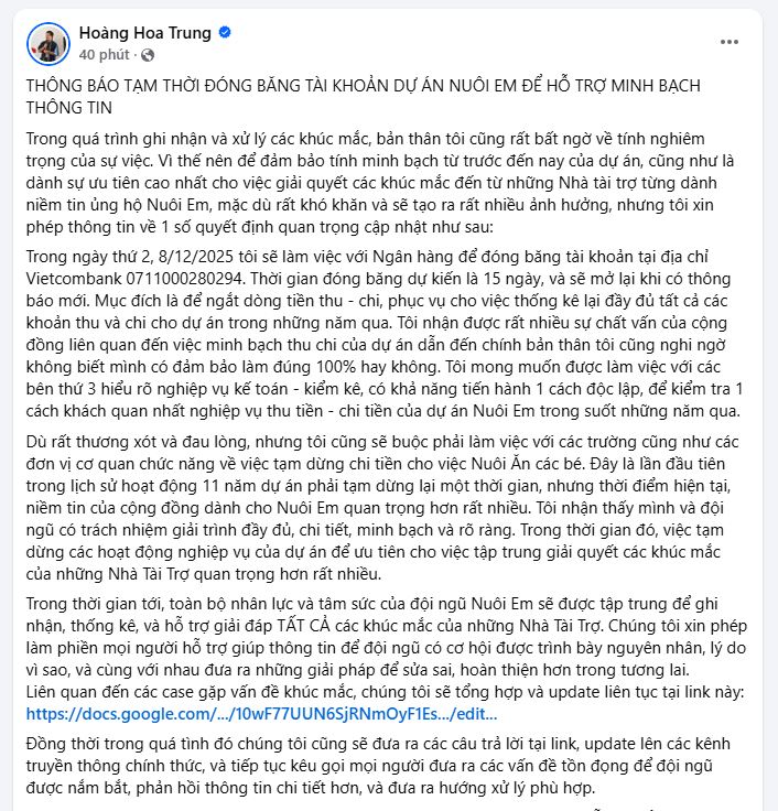 'Đóng băng' tài khoản của dự án Nuôi Em - ảnh 2