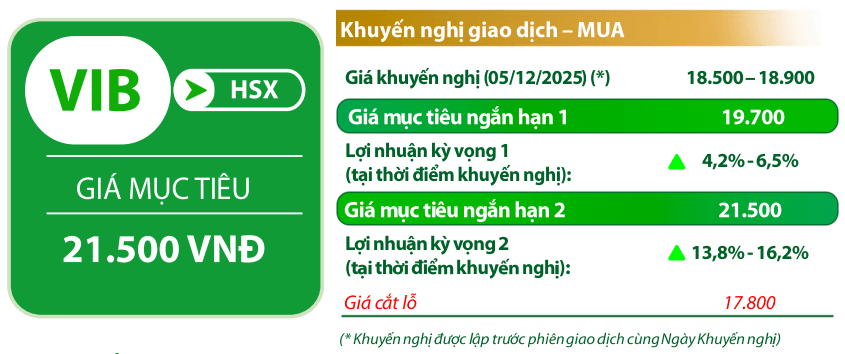 VDSC đưa các chỉ báo đối với cổ phiếu VIB