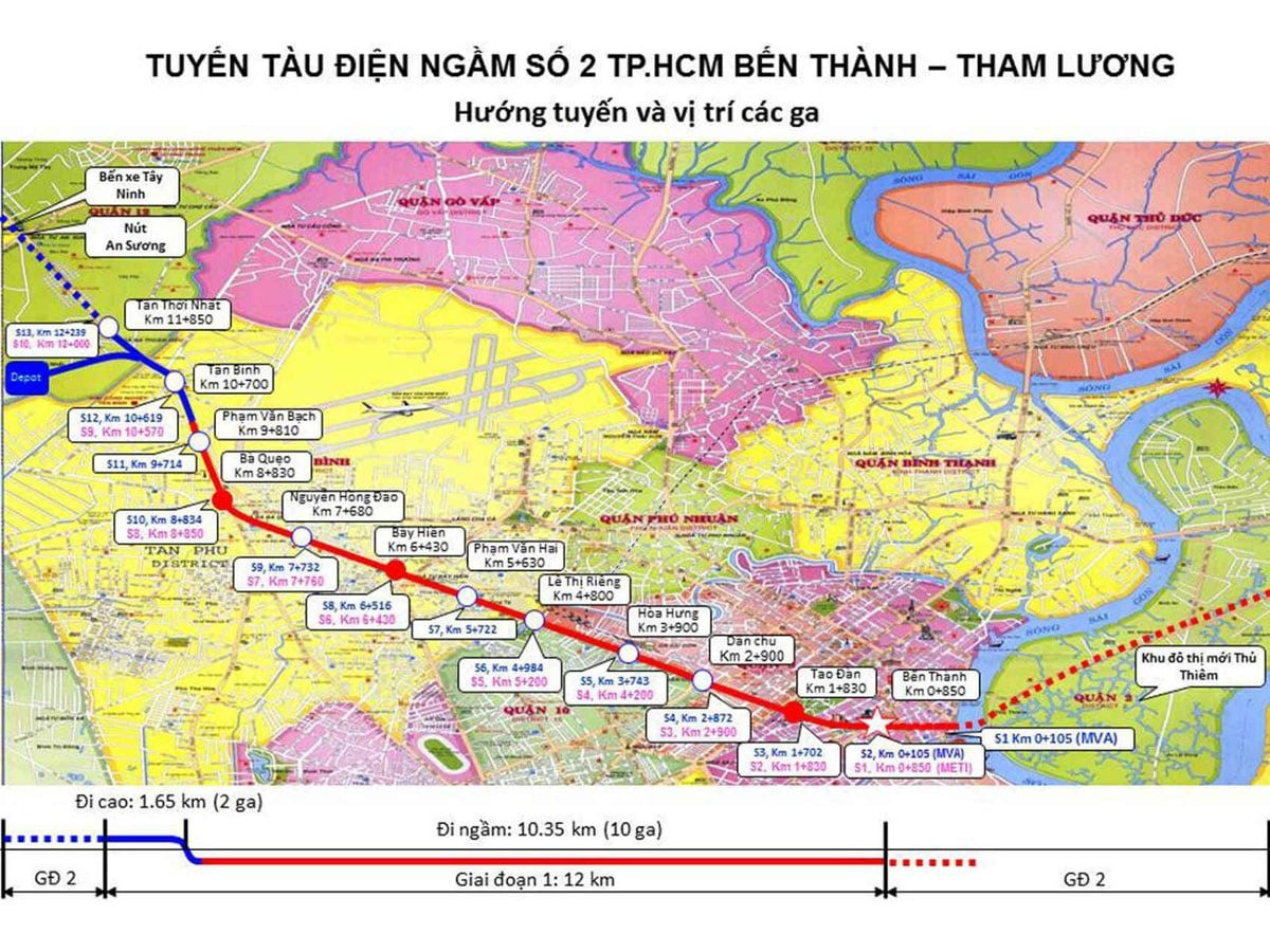 Sơ đồ tuyến Metro số 2 Bến Thành - Tham Lương. Nguồn ảnh: Internet Sơ đồ tuyến Metro số 2 Bến Thành - Tham Lương. Nguồn ảnh: Internet