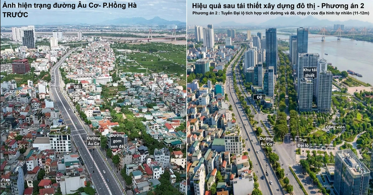 Phương án, phối cảnh đầu tiên của trục đại lộ cảnh quan sông Hồng