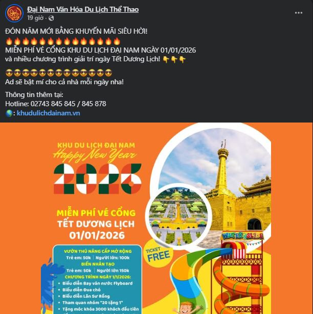 KDL 6.000 tỷ lớn bậc nhất Đông Nam Á của vợ chồng ông Dũng 'lò vôi' bất ngờ tung ưu đãi đặc biệt dịp cuối năm: Miễn phí toàn bộ vé cổng vào ngày này!- Ảnh 1. KDL 6.000 tỷ lớn bậc nhất Đông Nam Á của vợ chồng ông Dũng 'lò vôi' bất ngờ tung ưu đãi đặc biệt dịp cuối năm: Miễn phí toàn bộ vé cổng vào ngày này!- Ảnh 1.