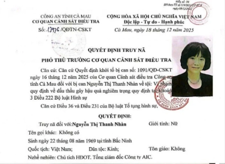 Bà Nguyễn Thị Thanh Nhàn tiếp tục bị khởi tố trong vụ thông thầu thiết bị trạm quan trắc