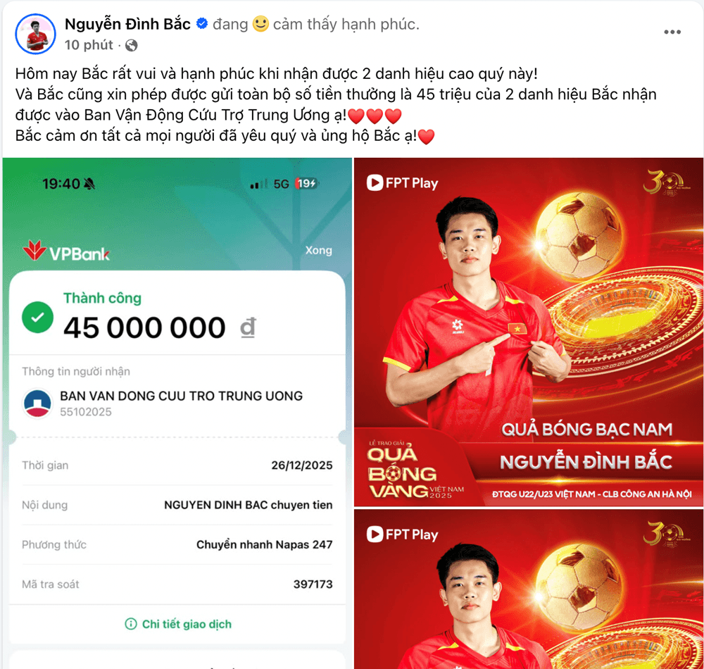 Cầu thủ Nghệ An lập cú đúp, giành toàn bộ tiền thưởng để làm từ thiện - ảnh 1