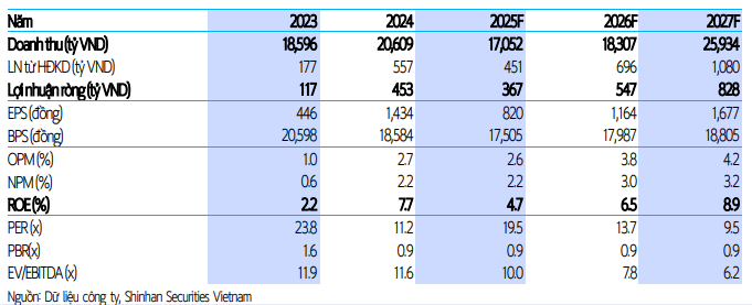 SSV dự phóng các chỉ tiêu tài chính của NKG giai đoạn 2025–2027