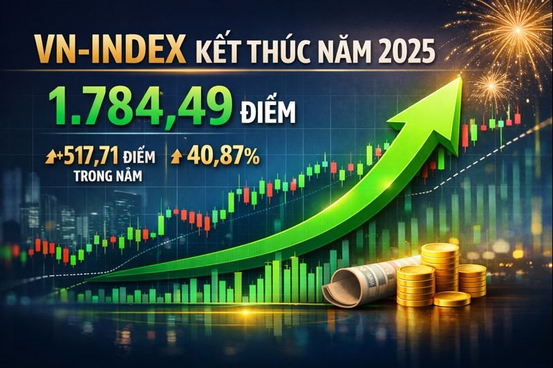 VN-Index kết thúc năm 2025 tại 1.784,49 điểm, nhóm Vingroup nâng đỡ thị trường