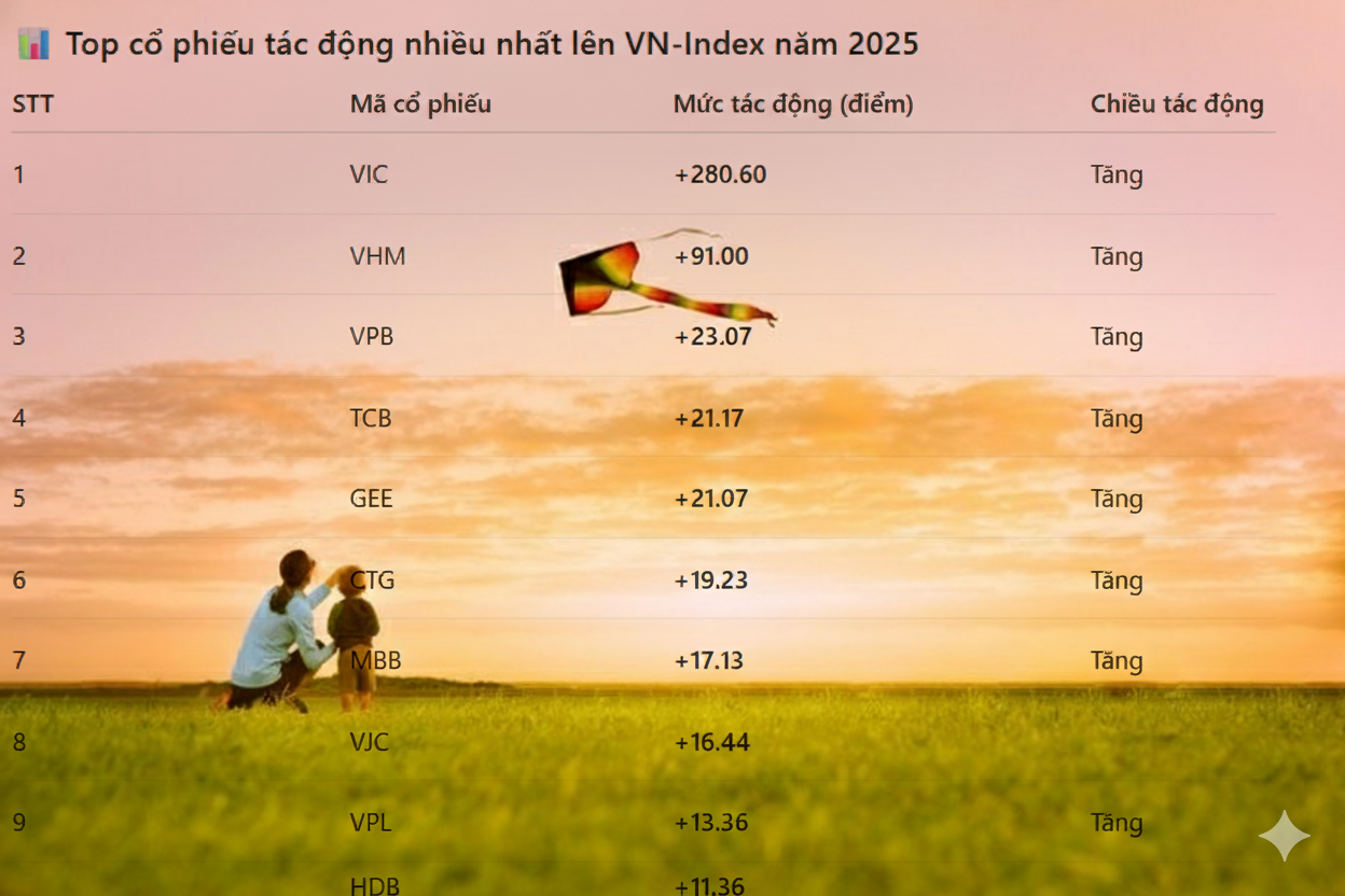 Nhóm Vingroup đóng góp 75% số điểm tăng của VN-Index năm 2025