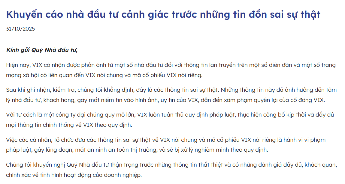 Dòng tiền ồ ạt tháo chạy khỏi VIX, Vì đâu?