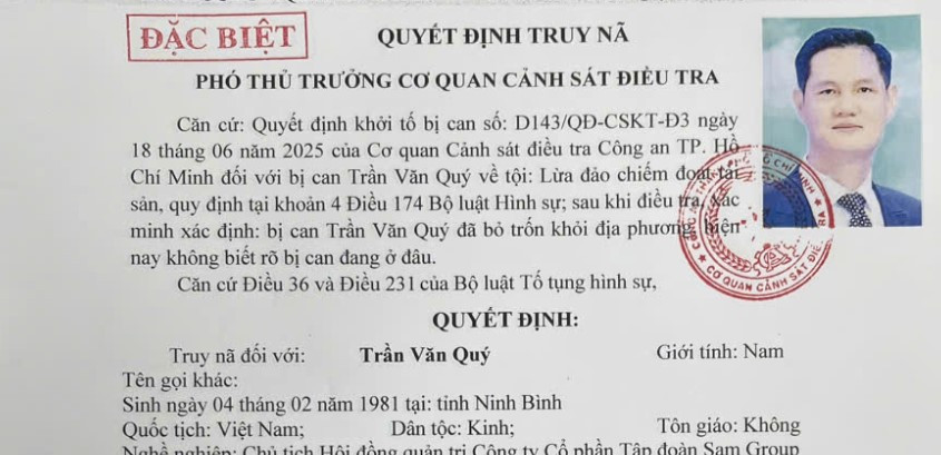 Truy nã đặc biệt Chủ tịch Tập đoàn Sam Group - ảnh 1