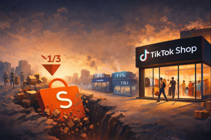 Shopee mất 1/3 nhà bán hàng, Lazada và Tiki 'thoi thóp', TikTok Shop nuốt dần thị trường TMĐT tại Việt Nam