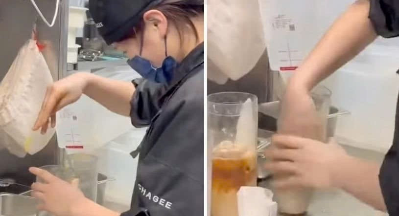 Nhân viên của một hãng trà sữa nổi tiếng dùng tay trần pha chế đồ uống, cửa hàng lập tức bị đóng cửa - ảnh 1
