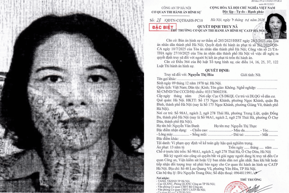 Truy nã đặc biệt Nguyễn Thị Hòa SN 1978 - ảnh 1