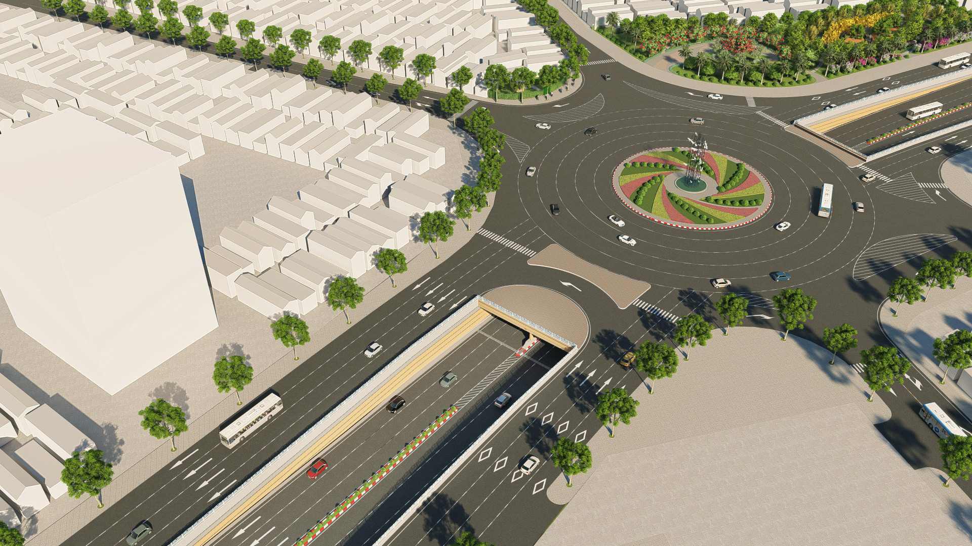 Phối cảnh hầm chui qua nút giao Ngã 6 theo hướng đường Nguyễn Trãi - Lê Hồng Phong. Nguồn ảnh: UBND TP. Hải Phòng