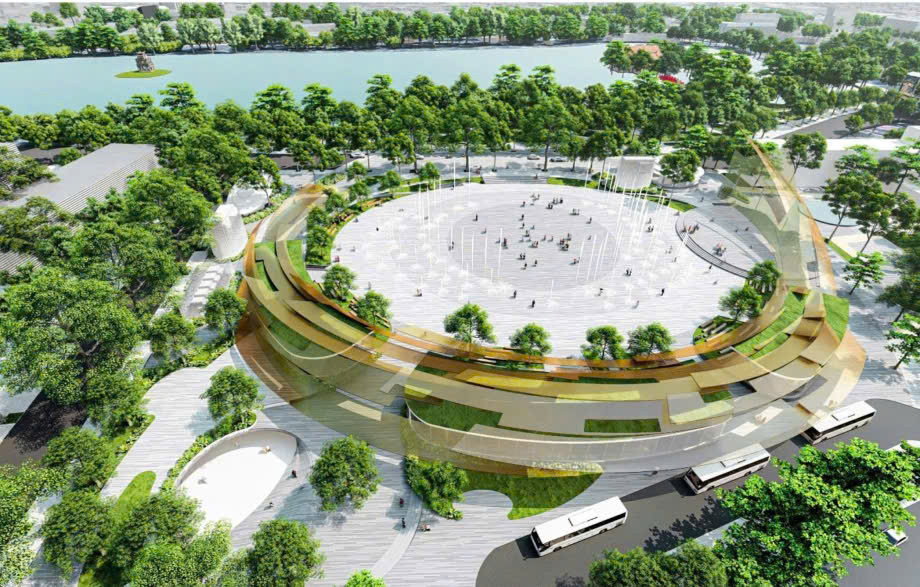 Phối cảnh quảng trường, công viên phía Đông hồ Hoàn Kiếm. Nguồn ảnh: Báo Chính phủ