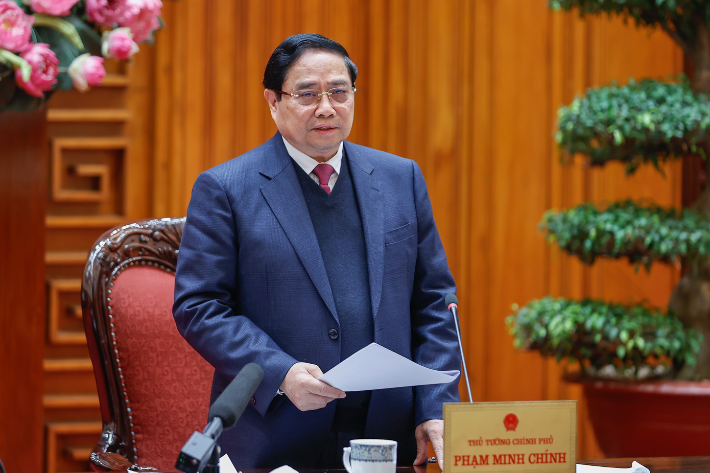 Thủ tướng Phạm Minh Chính phát biểu tại cuộc họp. Ảnh: VGP 261ttgdienhn.jpg