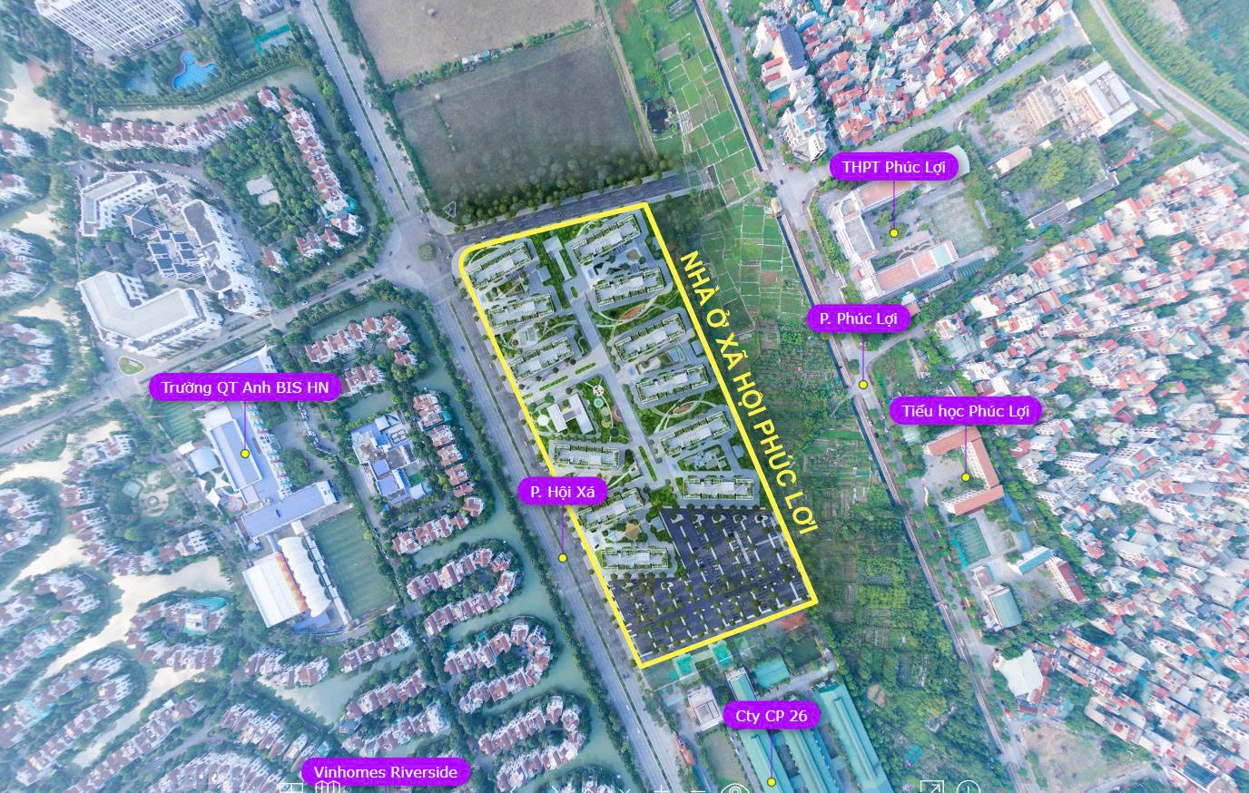 Vị trí của dự án nhà ở xã hội Him Lam Phúc Lợi. Nguồn ảnh: Internet