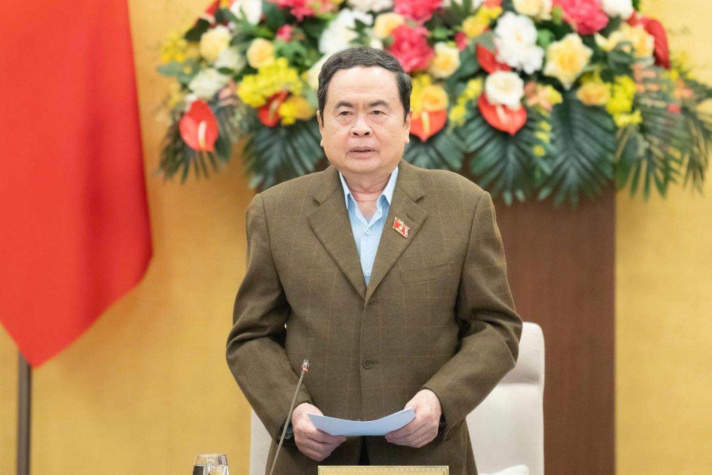 Chủ tịch Quốc hội Trần Thanh Mẫn phát biểu tại phiên họp Ủy ban Thường vụ Quốc hội. 22tv.jpg