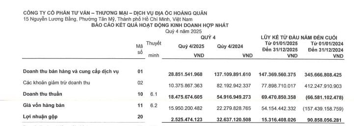 Hoàng Quân (HQC) báo lãi kỷ lục, cao nhất trong gần một thập niên nhưng doanh thu BĐS sụt gần 94%- Ảnh 4.