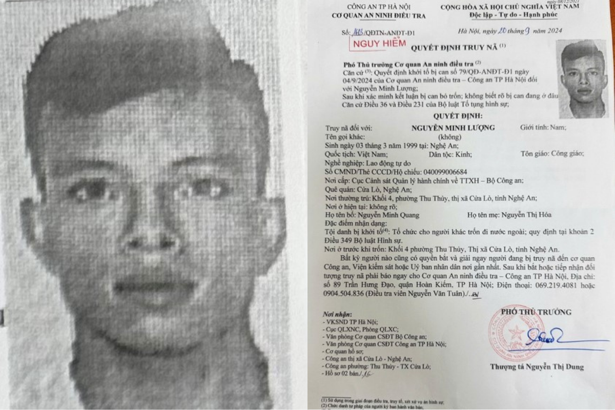 Truy nã đối tượng nguy hiểm Nguyễn Minh Lượng SN 1999