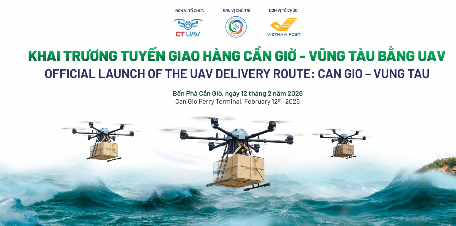 CT Group chính thức khai trương tuyến giao hàng vượt biển đầu tiên tại Việt Nam bằng UAV