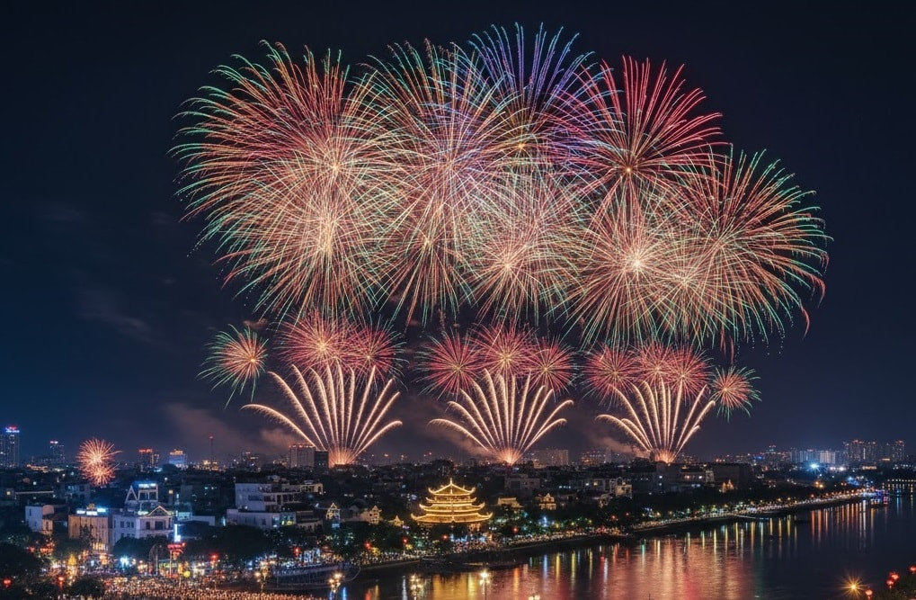 Chi tiết 33 địa điểm bắn pháo hoa ở Hà Nội đêm Giao thừa Tết Nguyên đán Bính Ngọ 2026