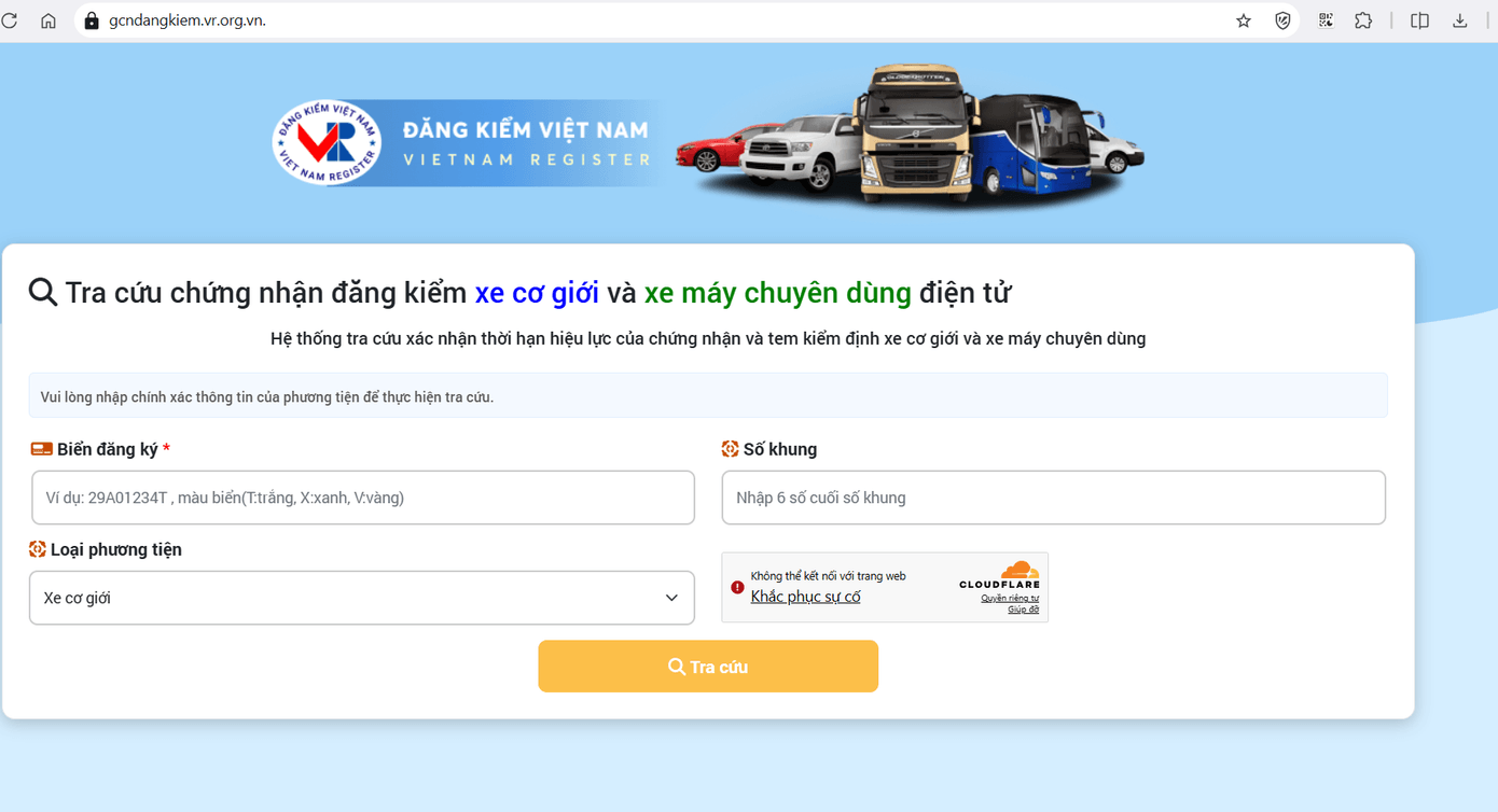 Màn hình tra cứu chứng nhận đăng kiểm điện tử. Ảnh: CMH. dang-kiem.png