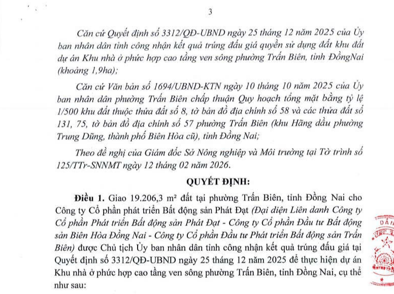 Liên danh Phát Đạt được giao hơn 19.000m2 đất triển khai khu nhà ở phức hợp cao tầng ven sông Đồng Nai- Ảnh 1. Liên danh Phát Đạt được giao hơn 19.000m2 đất triển khai khu nhà ở phức hợp cao tầng ven sông Đồng Nai- Ảnh 1.