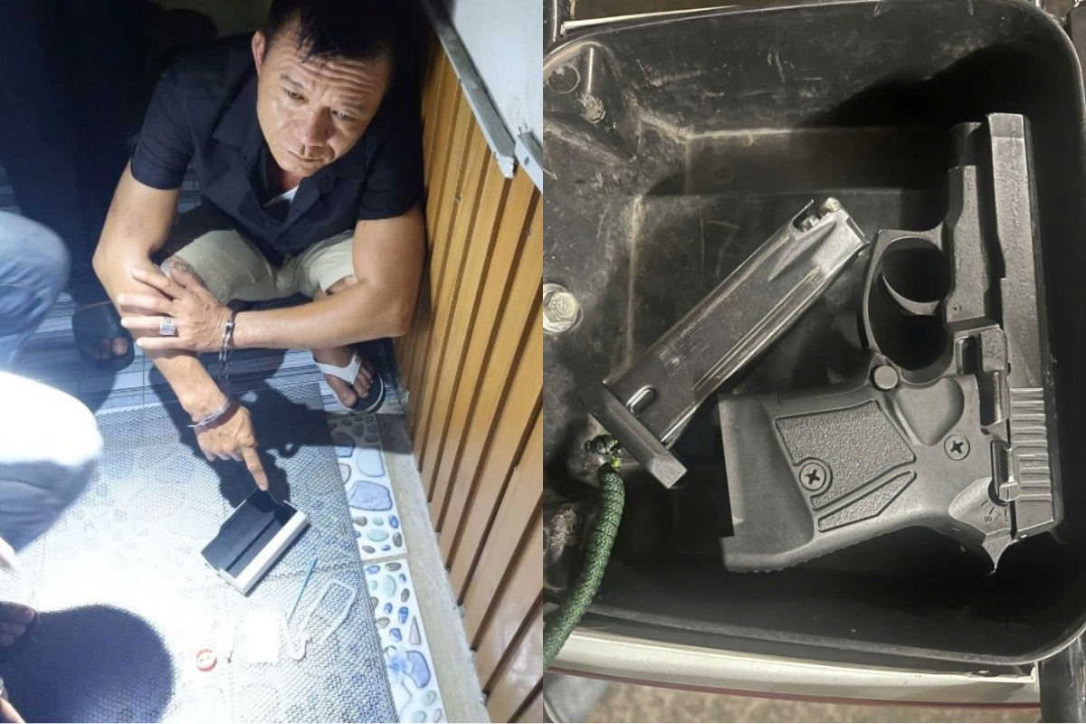 Kiểm tra một xe mô tô, phát hiện 1 khẩu súng, 4 viên đạn: Bắt nóng Phạm Ngọc Hoàn SN 1974
