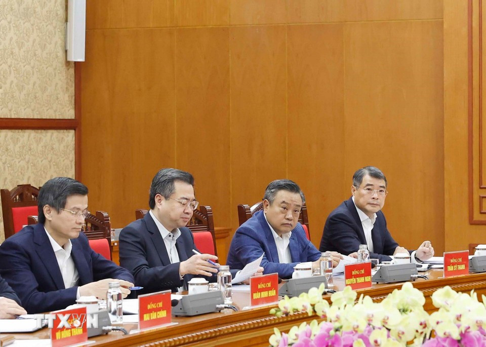 Các đại biểu tham dự. (Ảnh: Thống Nhất/TTXVN). tong-bi-thu-to-lam-lam-viec-voi-ban-to-chuc-trung-uong-8.jpg