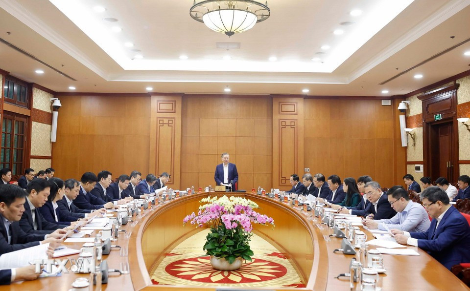 Tổng Bí thư Tô Lâm phát biểu. (Ảnh: Thống Nhất/TTXVN). tong-bi-thu-to-lam-lam-viec-voi-ban-to-chuc-trung-uong-4.jpg